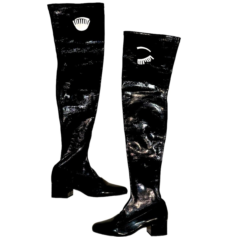 Chaira Feragni Patent Heeled Thigh High Boot
